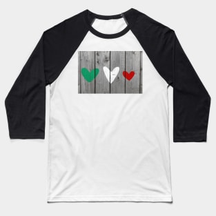 Green, White and Red Hearts Baseball T-Shirt